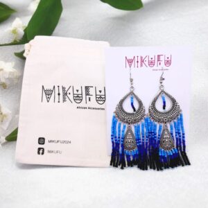 beaded earrings with a silver frame
