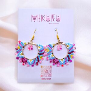 earrings made of beads in a golden frame