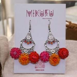 red crochet earrings