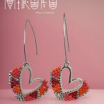 heart beaded earrings in a silver frame