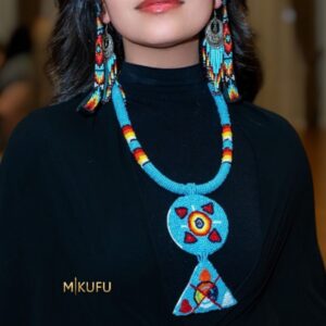 blue beaded necklace