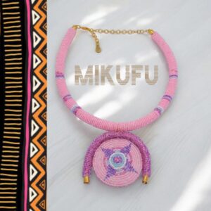 pink beaded necklace with bracelet