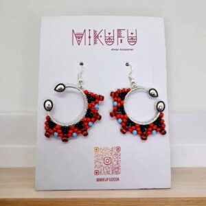 small earrings made of beads in a silver frame