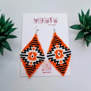 orange seed bead earrings