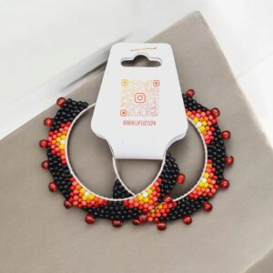 earrings made of beads in a silver frame