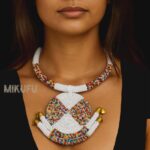 white beaded necklace with bracelet