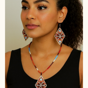set,earrings made of beads & necklace