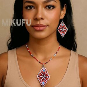 set,earrings made of beads & necklace