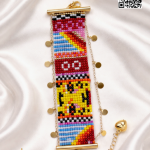 bohemian beaded bracelet with a gold clasp