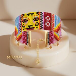 bohemian beaded bracelet with a gold clasp